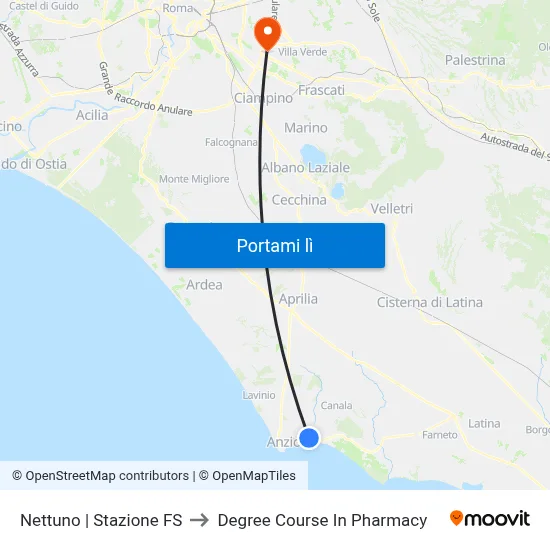 Nettuno | Stazione FS to Degree Course In Pharmacy map