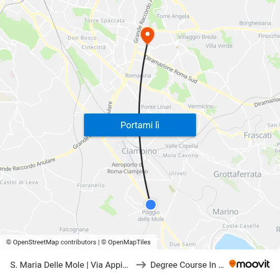 S. Maria Delle Mole | Via Appia (Palaghiaccio) to Degree Course In Pharmacy map
