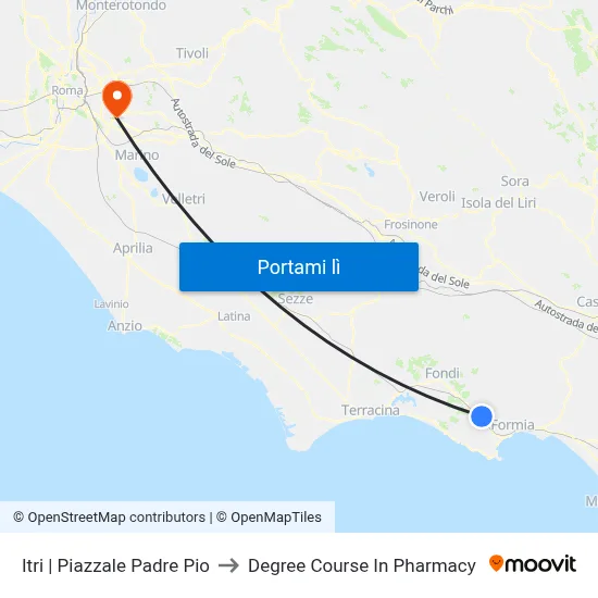 Itri | Piazzale Padre Pio to Degree Course In Pharmacy map