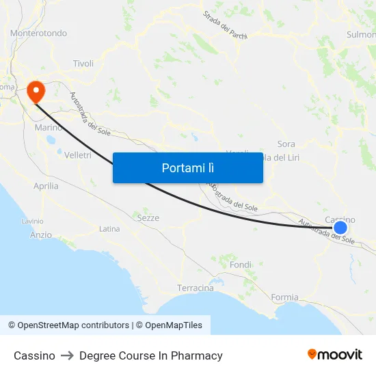 Cassino to Degree Course In Pharmacy map