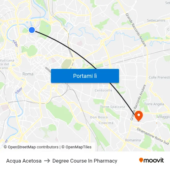 Acqua Acetosa to Degree Course In Pharmacy map