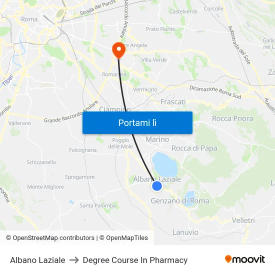 Albano Laziale to Degree Course In Pharmacy map