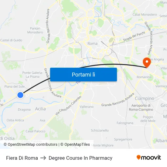 Fiera Di Roma to Degree Course In Pharmacy map