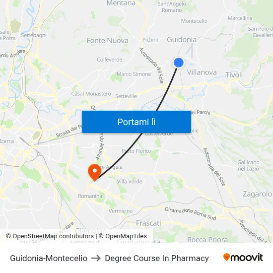 Guidonia-Montecelio to Degree Course In Pharmacy map
