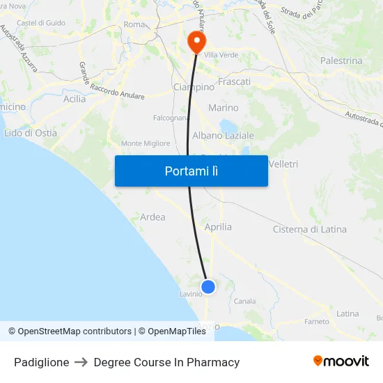 Padiglione to Degree Course In Pharmacy map