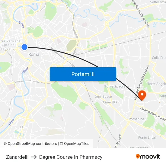 Zanardelli to Degree Course In Pharmacy map