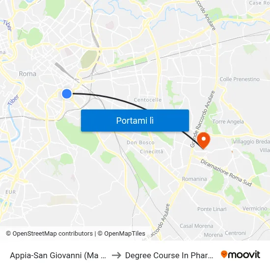 Appia-San Giovanni (Ma - Mc) to Degree Course In Pharmacy map