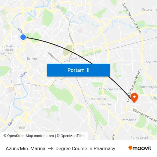 Azuni/Min. Marina to Degree Course In Pharmacy map