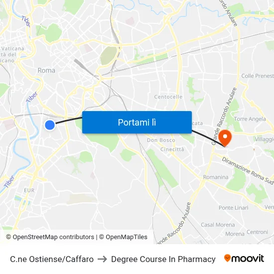C.ne Ostiense/Caffaro to Degree Course In Pharmacy map