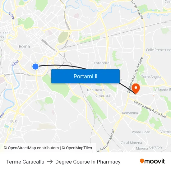 Terme Caracalla to Degree Course In Pharmacy map
