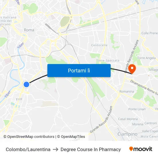 Colombo/Laurentina to Degree Course In Pharmacy map
