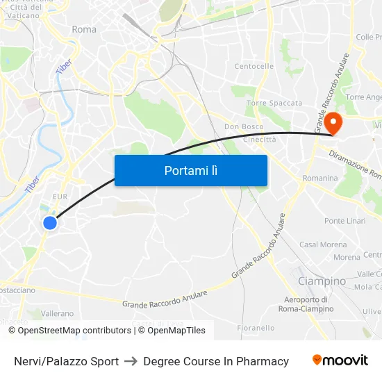 Nervi/Palazzo Sport to Degree Course In Pharmacy map