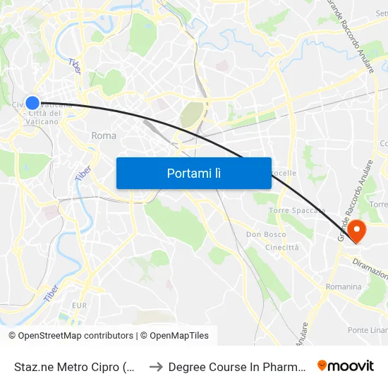 Staz.ne Metro Cipro (Ma) to Degree Course In Pharmacy map