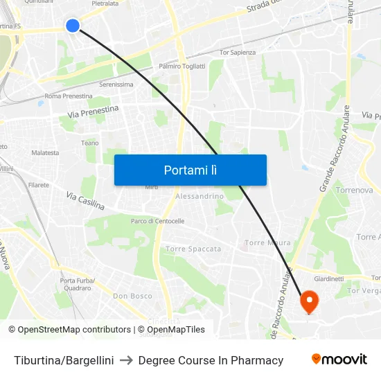 Tiburtina/Bargellini to Degree Course In Pharmacy map