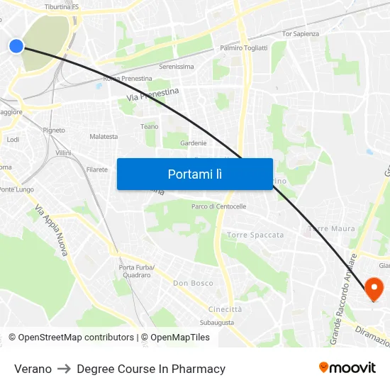 Verano to Degree Course In Pharmacy map