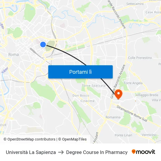 Università  La Sapienza to Degree Course In Pharmacy map