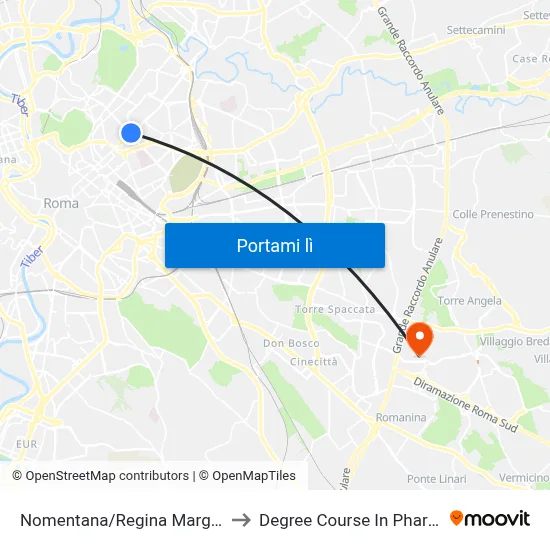 Nomentana/Regina Margherita to Degree Course In Pharmacy map