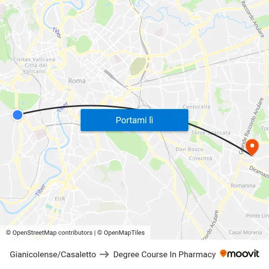 Gianicolense/Casaletto to Degree Course In Pharmacy map