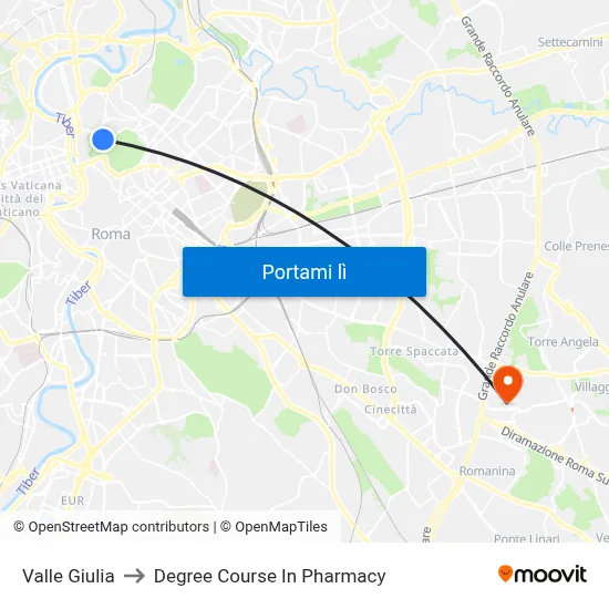 Valle Giulia to Degree Course In Pharmacy map
