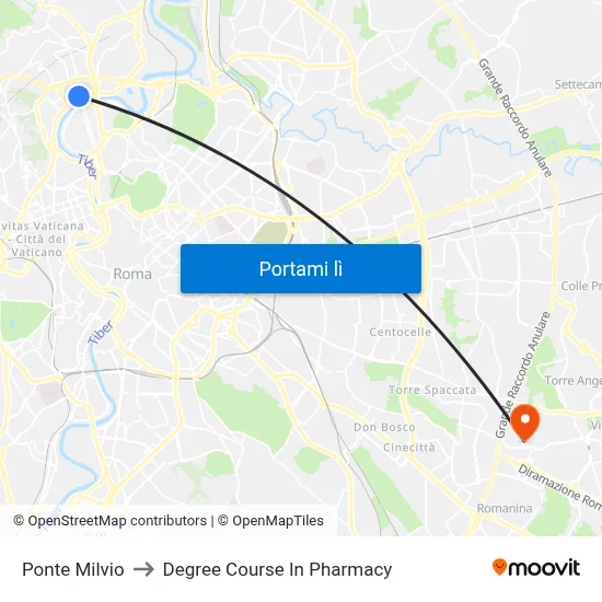 Ponte Milvio to Degree Course In Pharmacy map
