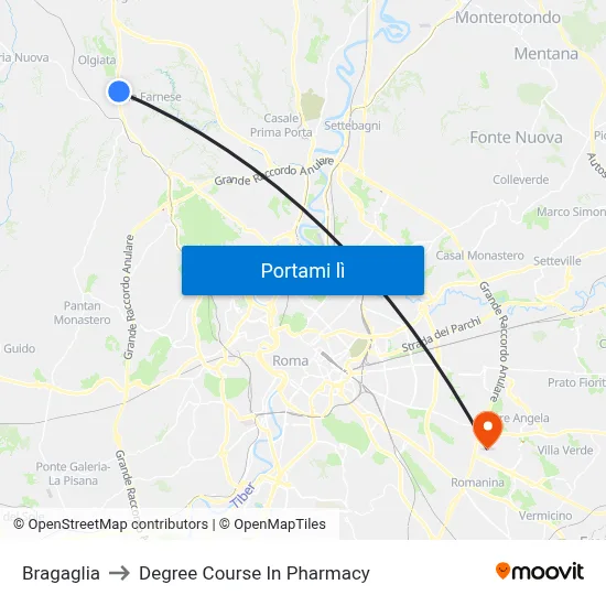 Bragaglia to Degree Course In Pharmacy map