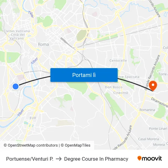 Portuense/Venturi P. to Degree Course In Pharmacy map
