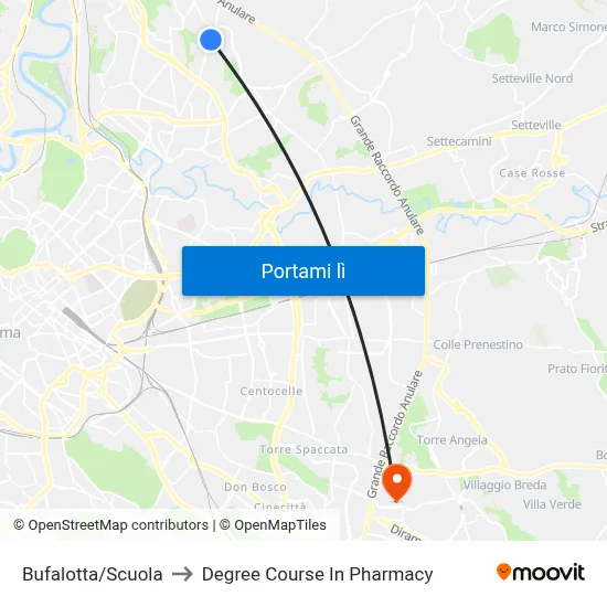 Bufalotta/Scuola to Degree Course In Pharmacy map