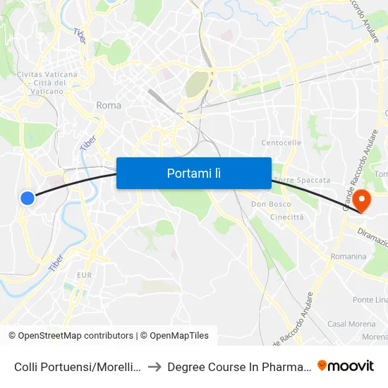 Colli Portuensi/Morelli E. to Degree Course In Pharmacy map