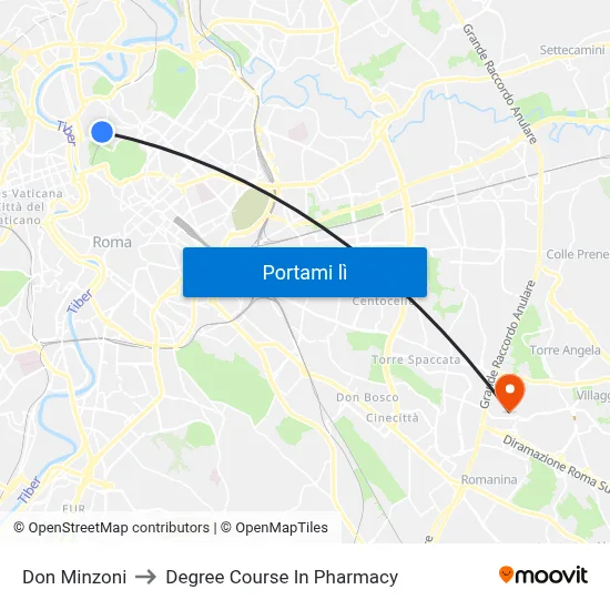 Don Minzoni to Degree Course In Pharmacy map