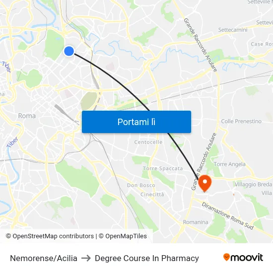 Nemorense/Acilia to Degree Course In Pharmacy map