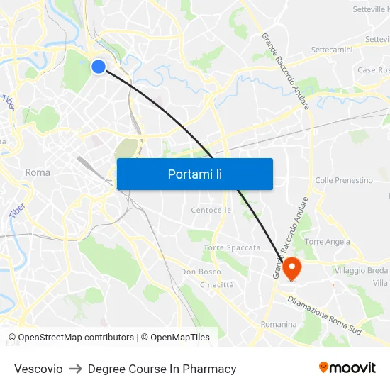 Vescovio to Degree Course In Pharmacy map