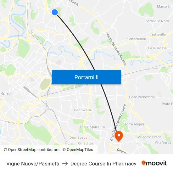 Vigne Nuove/Pasinetti to Degree Course In Pharmacy map