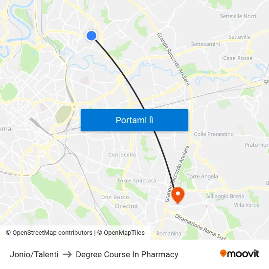 Jonio/Talenti to Degree Course In Pharmacy map