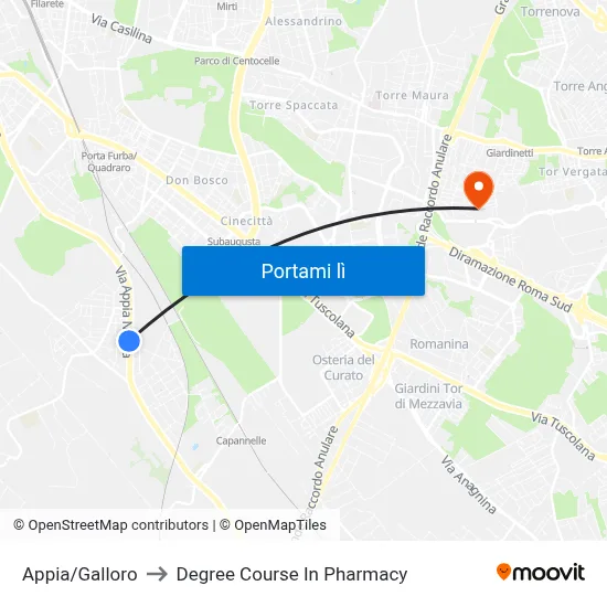 Appia/Galloro to Degree Course In Pharmacy map