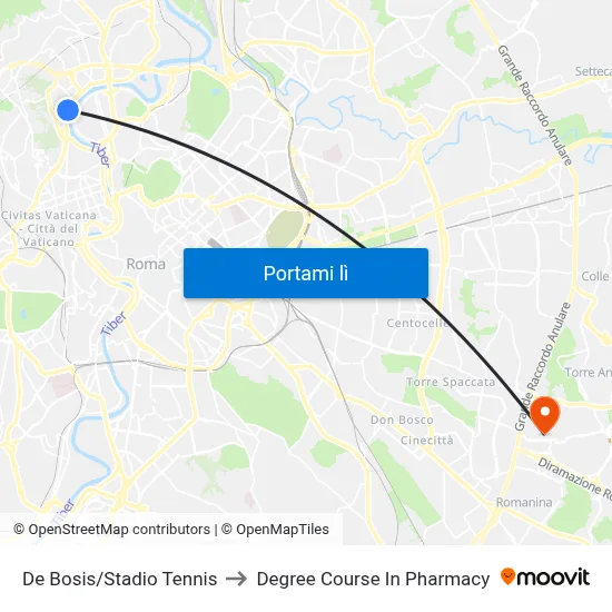 De Bosis/Stadio Tennis to Degree Course In Pharmacy map
