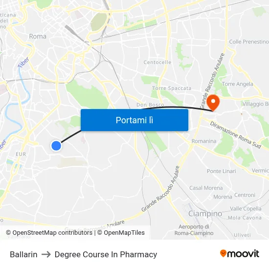 Ballarin to Degree Course In Pharmacy map