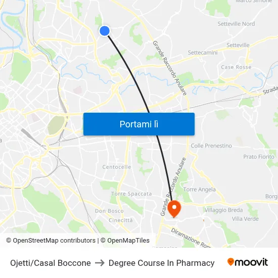 Ojetti/Casal Boccone to Degree Course In Pharmacy map