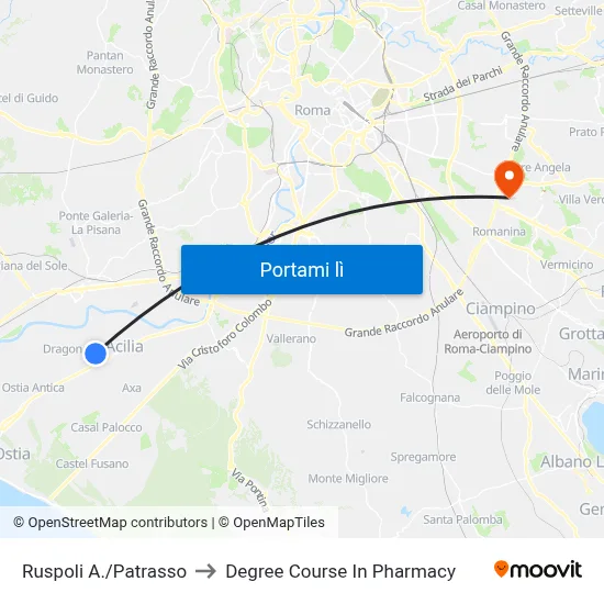 Ruspoli A./Patrasso to Degree Course In Pharmacy map
