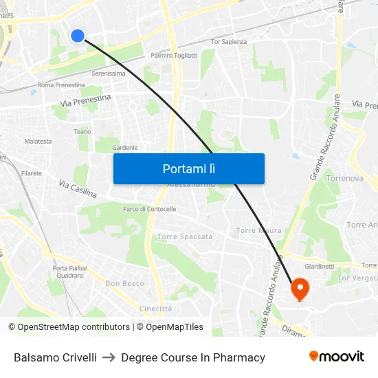 Balsamo Crivelli to Degree Course In Pharmacy map