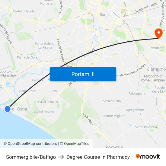 Sommergibile/Baffigo to Degree Course In Pharmacy map