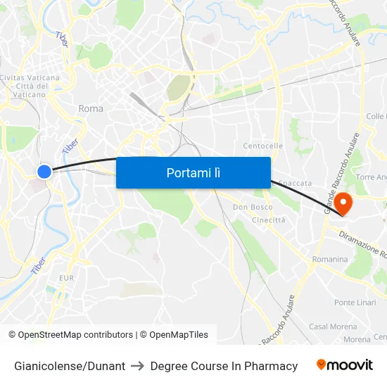 Gianicolense/Dunant to Degree Course In Pharmacy map