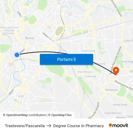 Trastevere/Pascarella to Degree Course In Pharmacy map