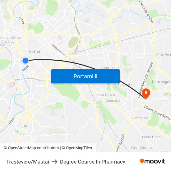 Trastevere/Mastai to Degree Course In Pharmacy map