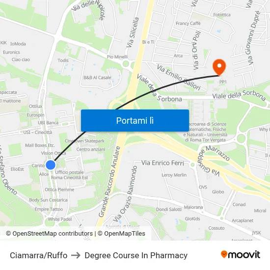 Ciamarra/Ruffo to Degree Course In Pharmacy map