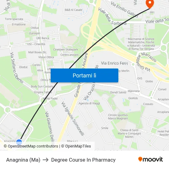 Anagnina (Ma) to Degree Course In Pharmacy map