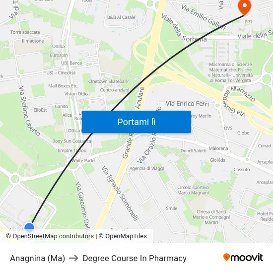 Anagnina (Ma) to Degree Course In Pharmacy map