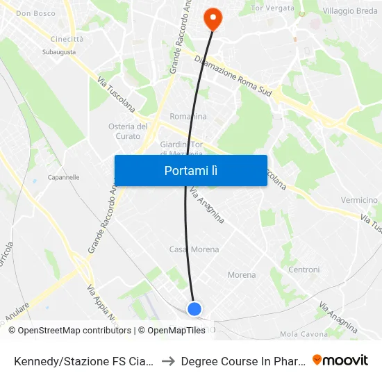 Kennedy/Stazione FS Ciampino to Degree Course In Pharmacy map