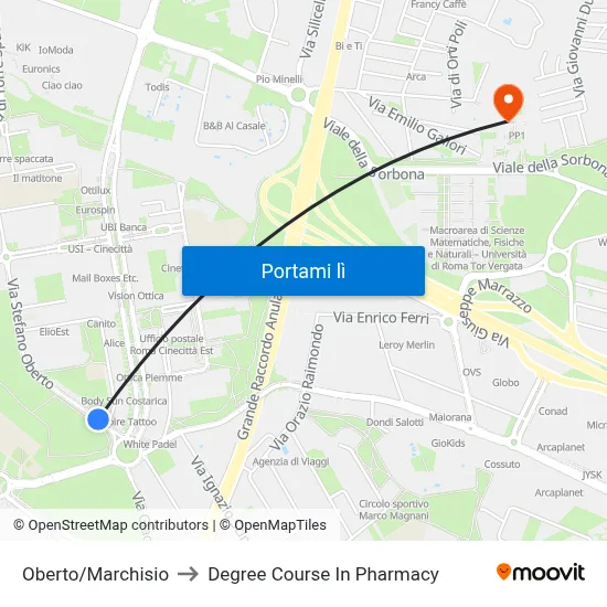 Oberto/Marchisio to Degree Course In Pharmacy map