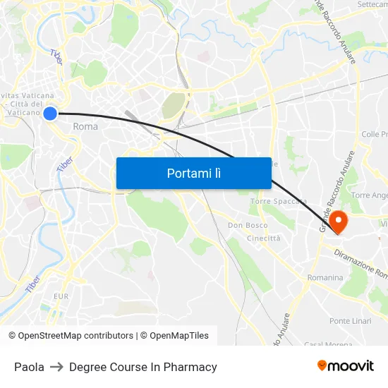 Paola to Degree Course In Pharmacy map