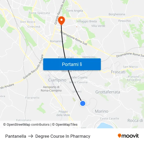 Pantanella to Degree Course In Pharmacy map